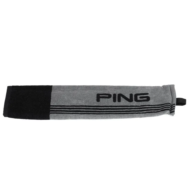 Ping Tri-Fold Golf Towel Grey & Black