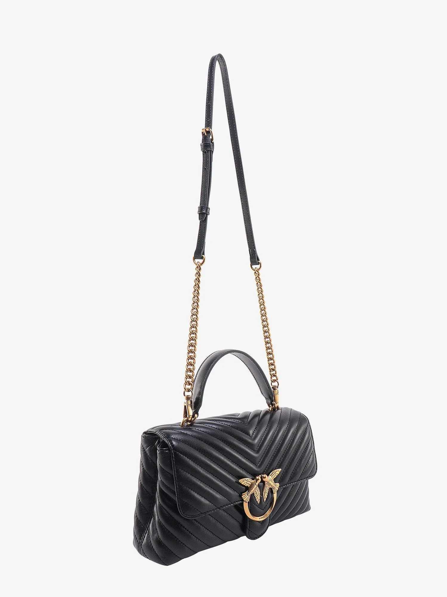 Pinko Love Lady Matelass�� Leather Handbag With Love Birds Buckle