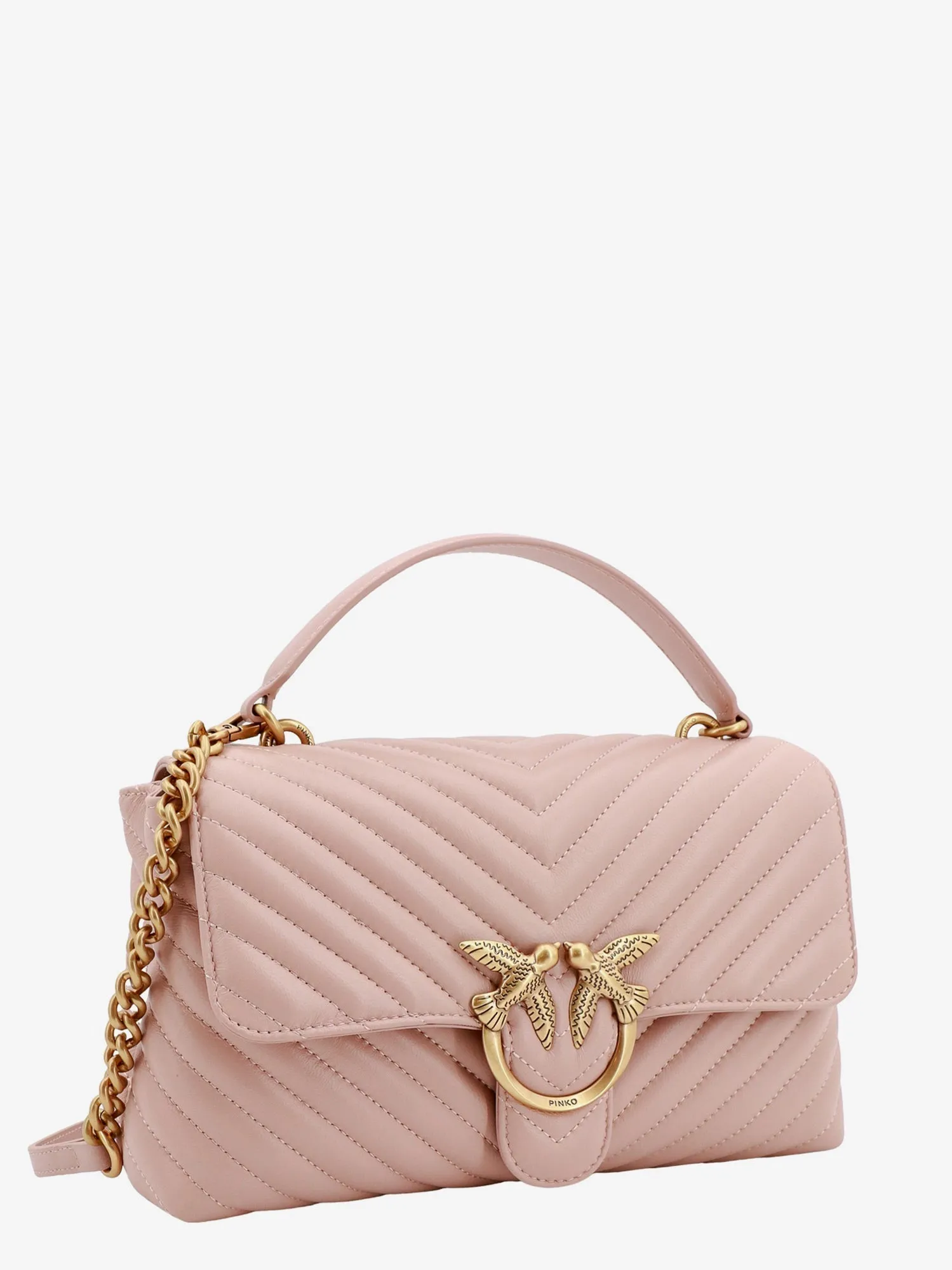 Pinko Love Lady Matelass�� Leather Handbag With Love Birds Buckle