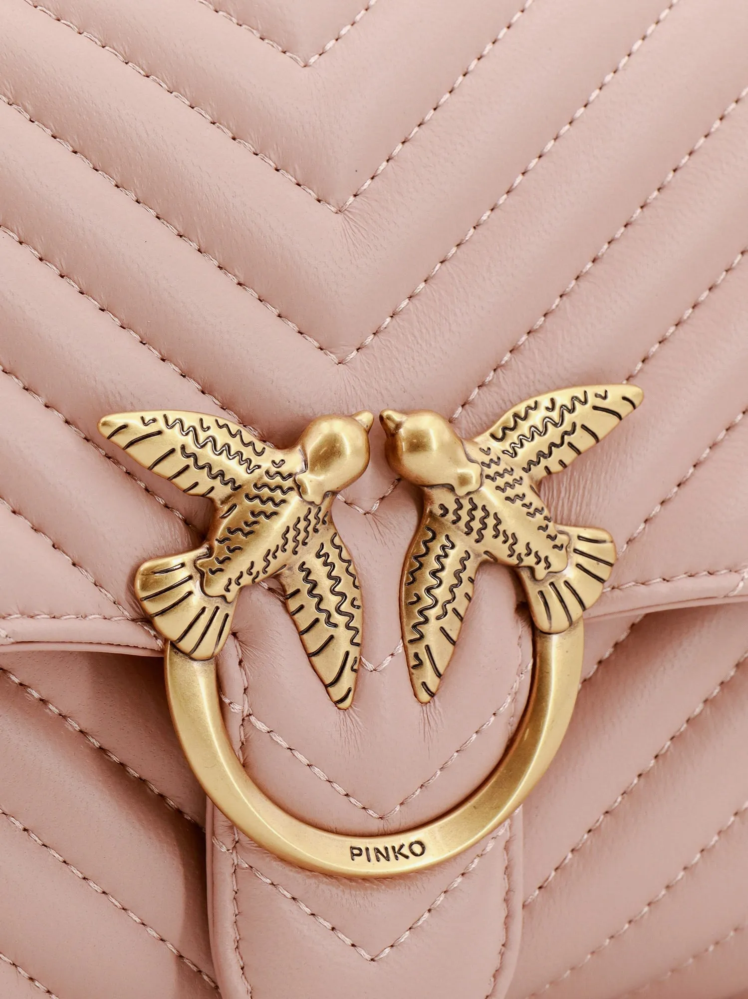 Pinko Love Lady Matelass�� Leather Handbag With Love Birds Buckle
