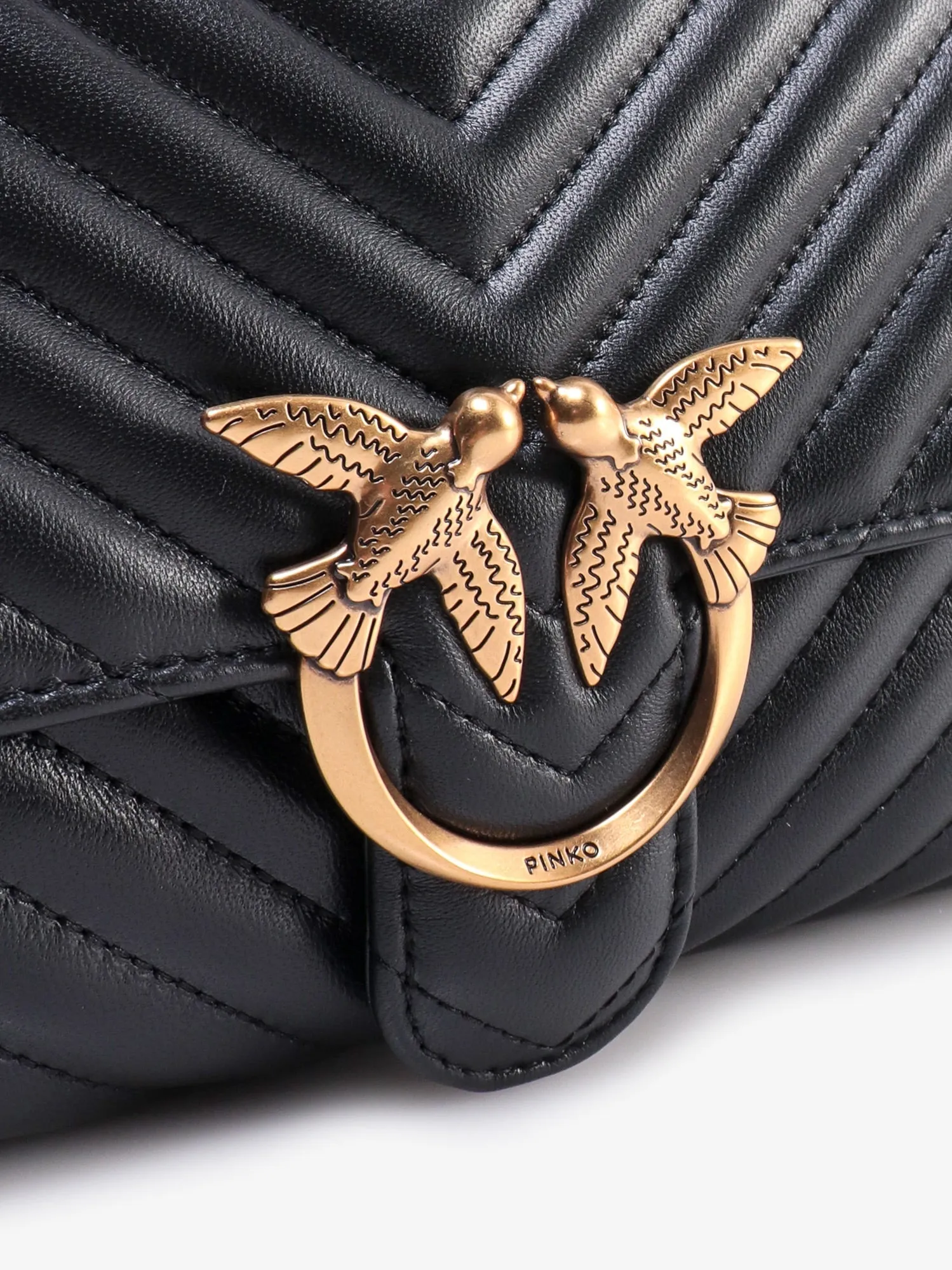 Pinko Love Lady Matelass�� Leather Handbag With Love Birds Buckle