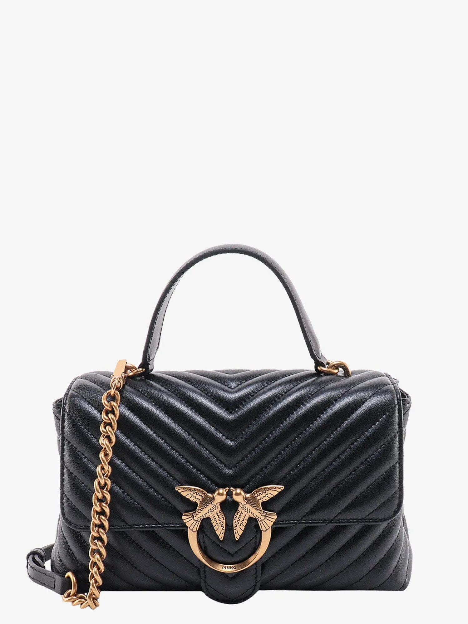 Pinko Love Lady Matelass�� Leather Handbag With Love Birds Buckle