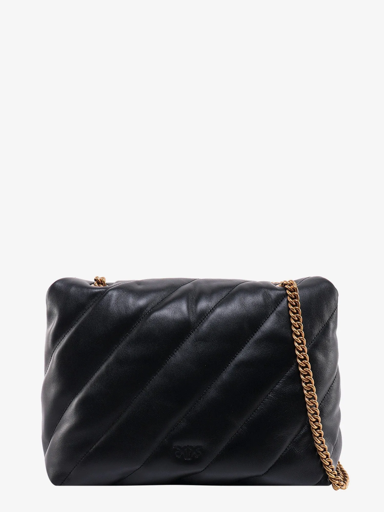 Pinko Matelass�� Leather Shoulder Bag With Iconic Love Birds Buckle