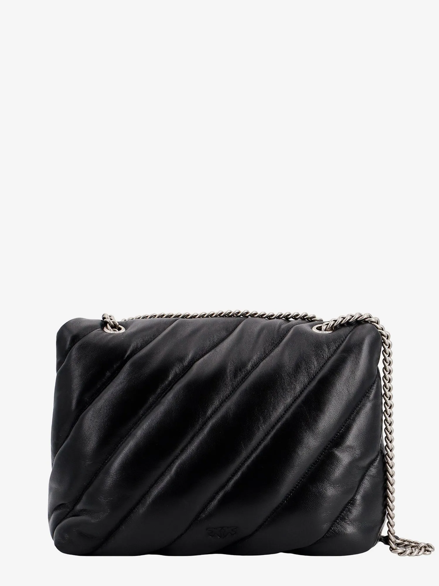 Pinko Matelass�� Leather Shoulder Bag With Iconic Love Birds Buckle