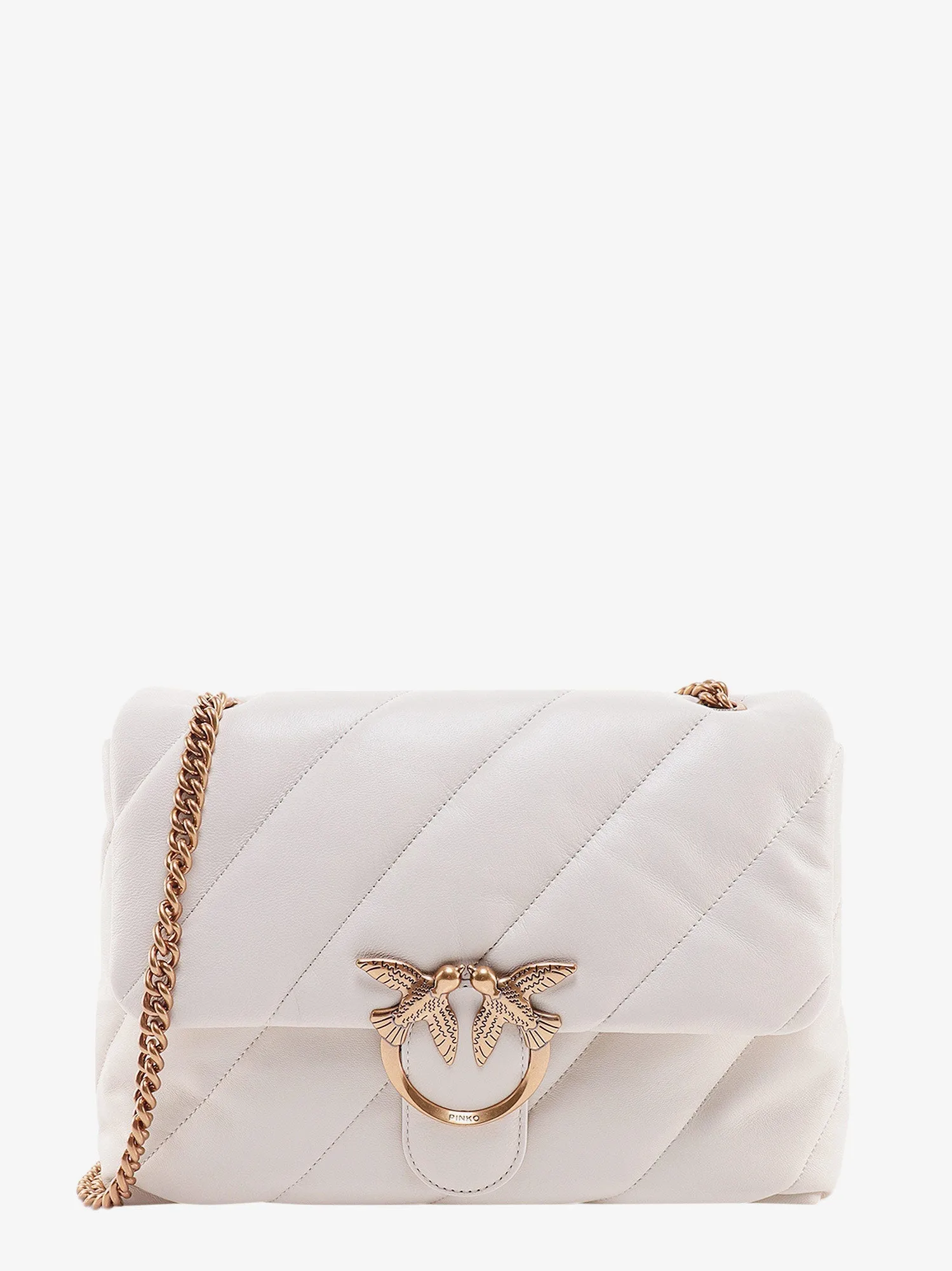 Pinko Matelass�� Leather Shoulder Bag With Iconic Love Birds Buckle