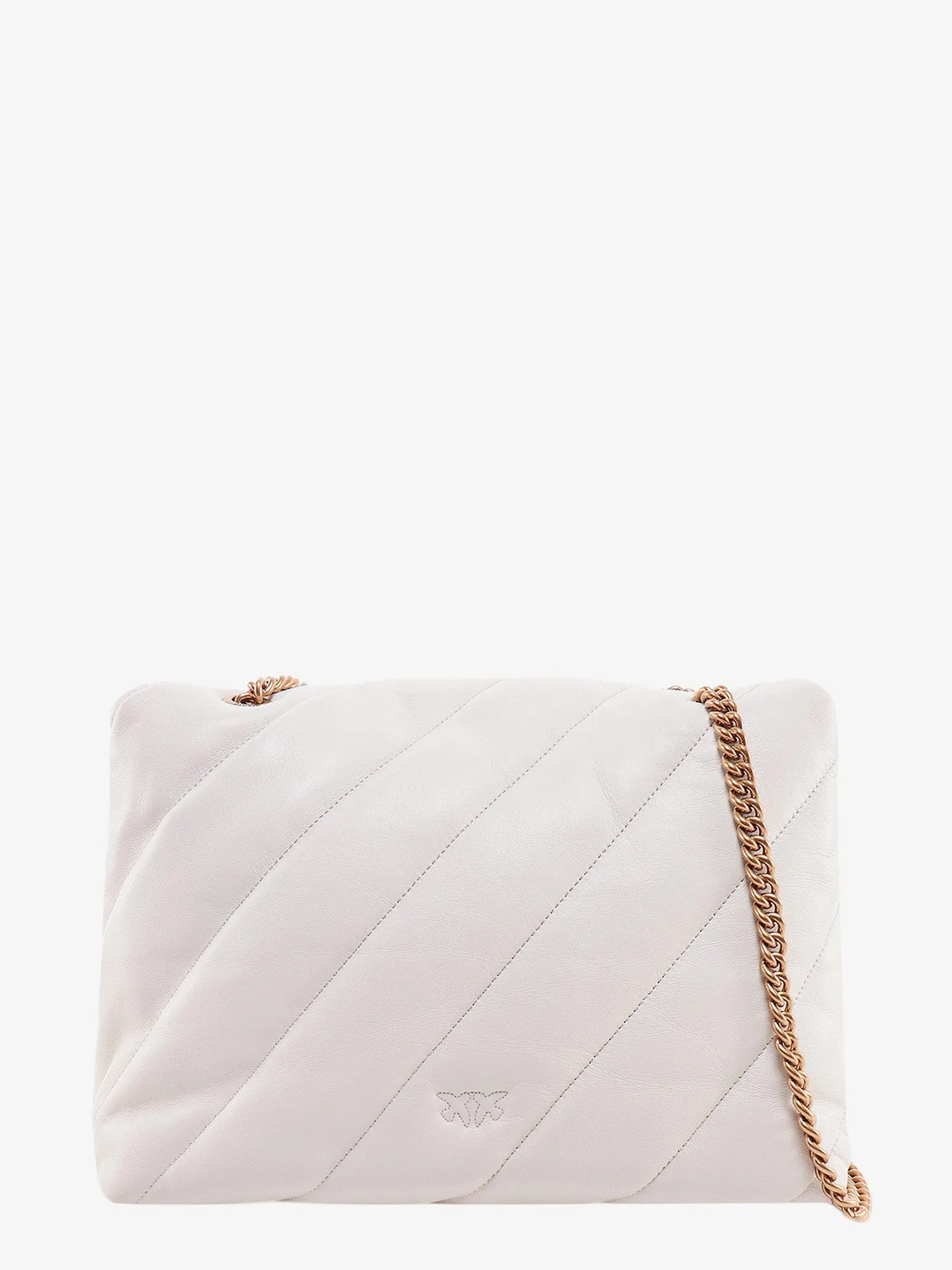 Pinko Matelass�� Leather Shoulder Bag With Iconic Love Birds Buckle