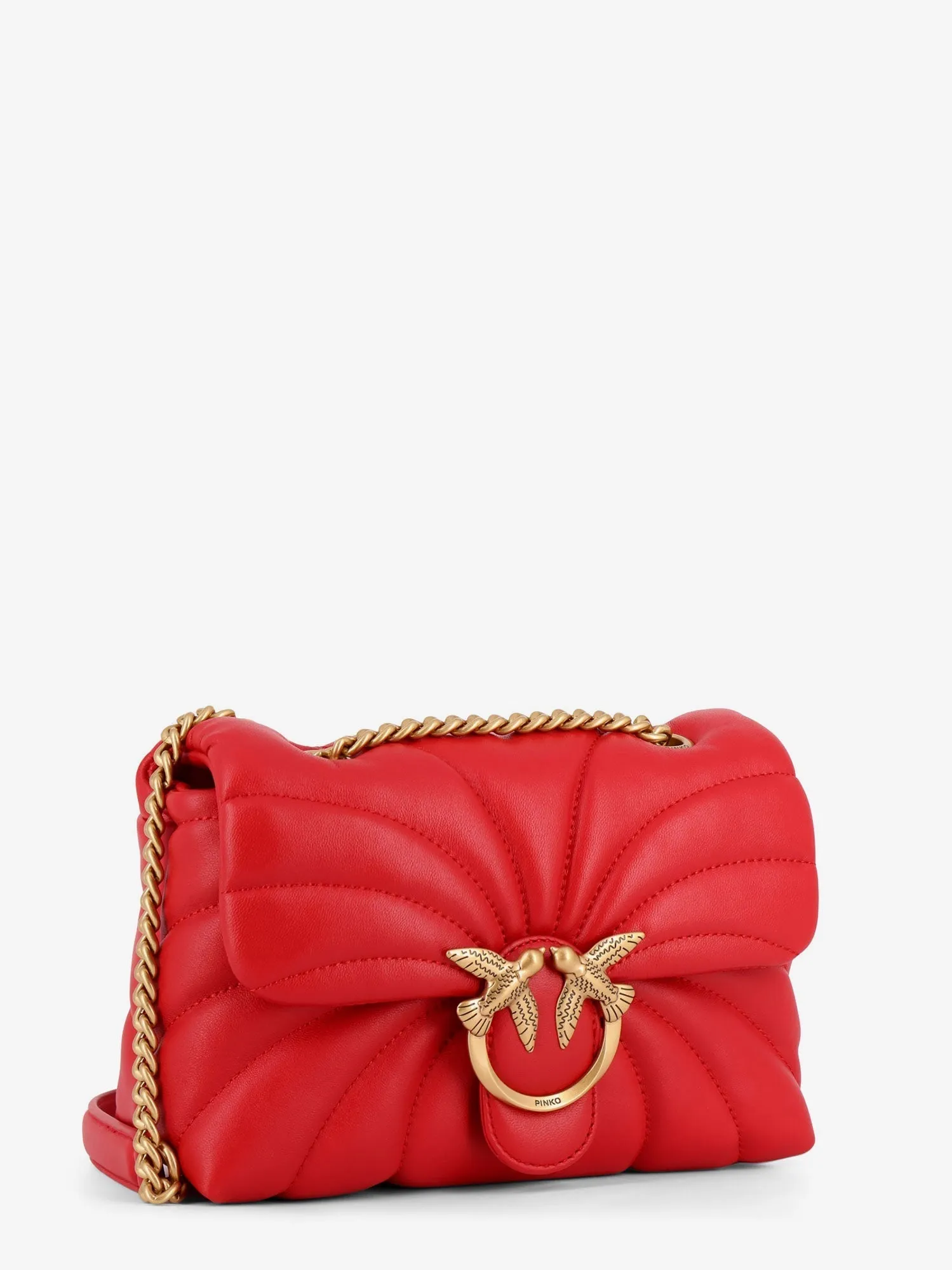 Pinko Matelass�� Leather Shoulder Bag With Love Birds Buckle