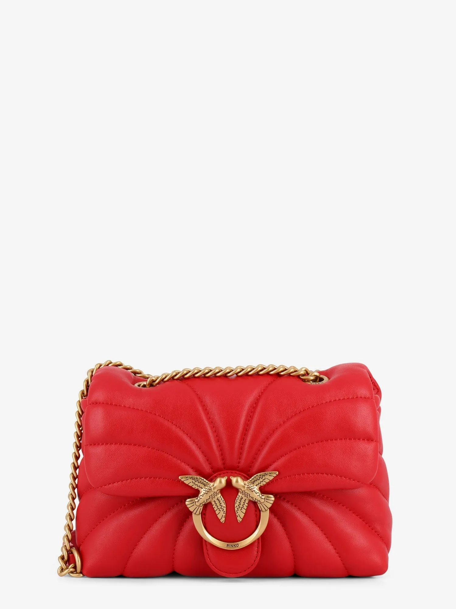 Pinko Matelass�� Leather Shoulder Bag With Love Birds Buckle
