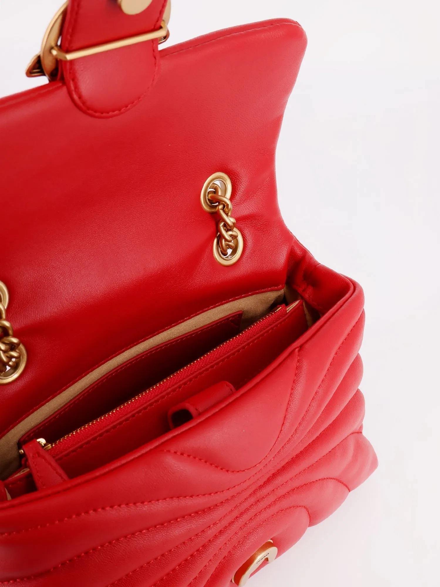 Pinko Matelass�� Leather Shoulder Bag With Love Birds Buckle