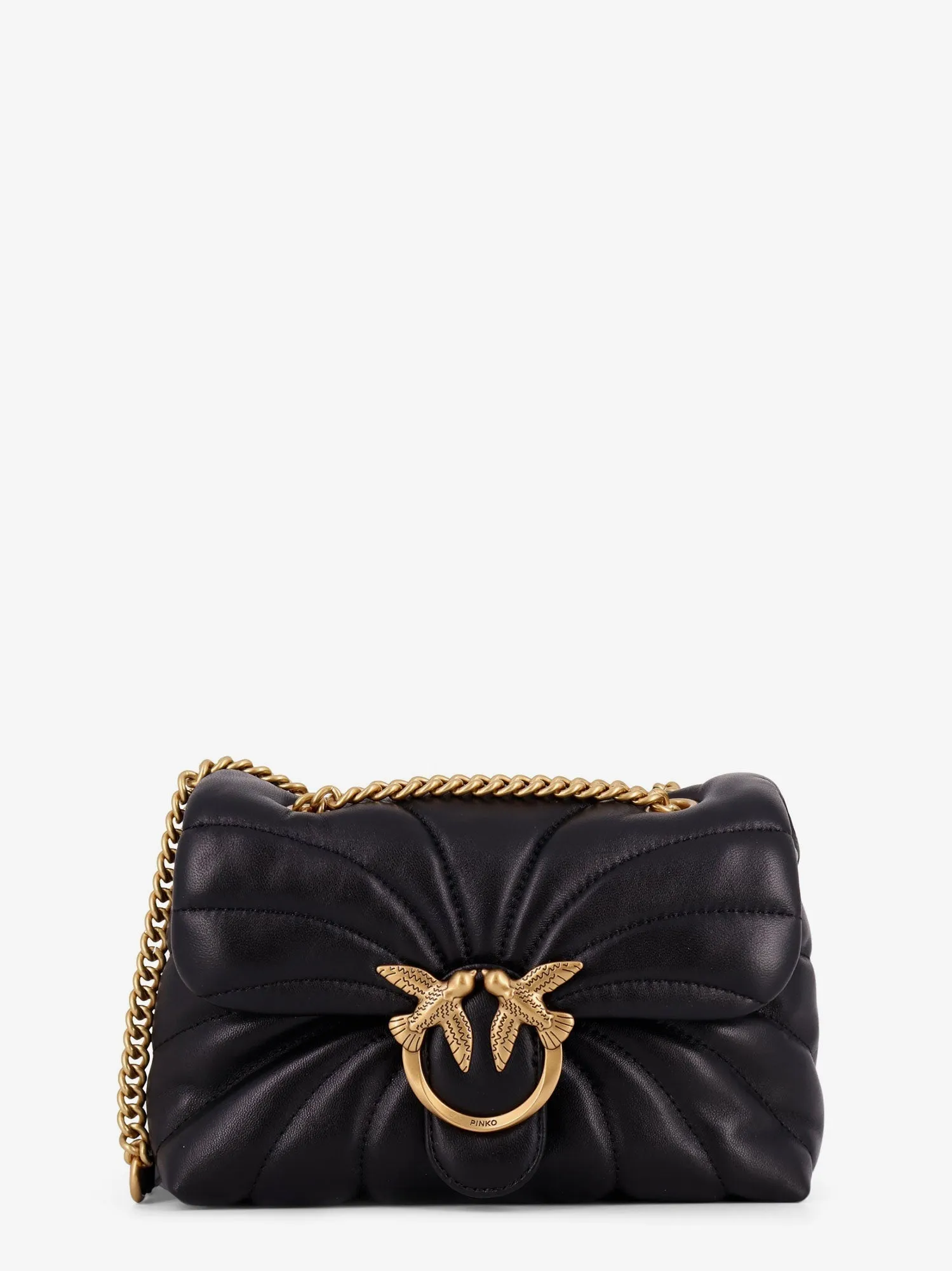Pinko Matelass�� Leather Shoulder Bag With Love Birds Buckle
