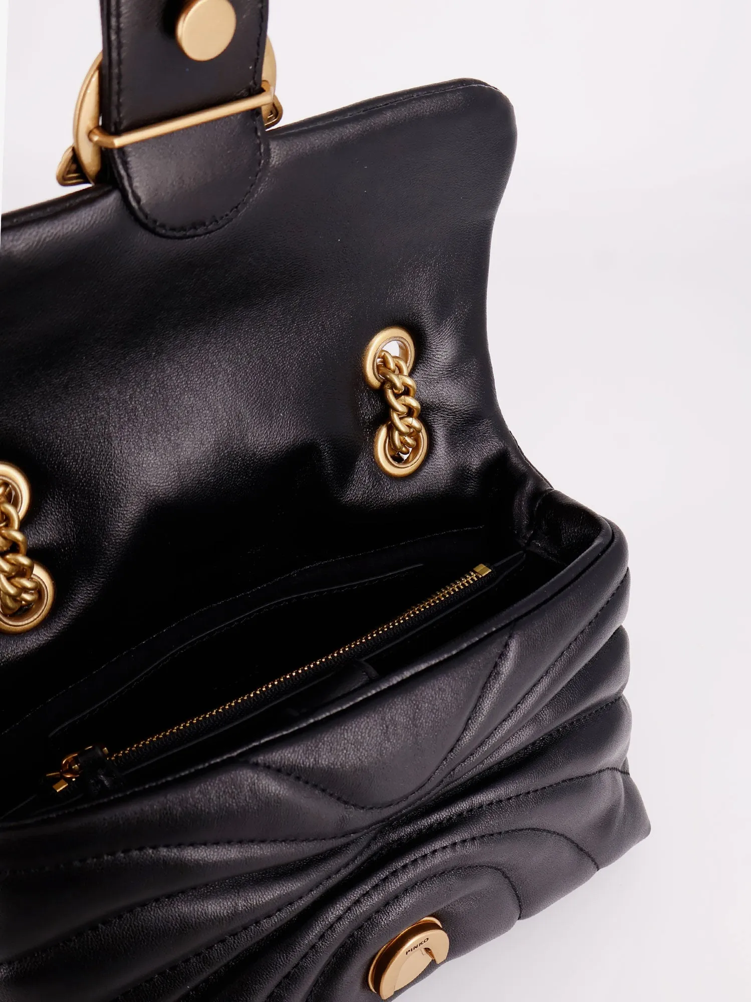 Pinko Matelass�� Leather Shoulder Bag With Love Birds Buckle