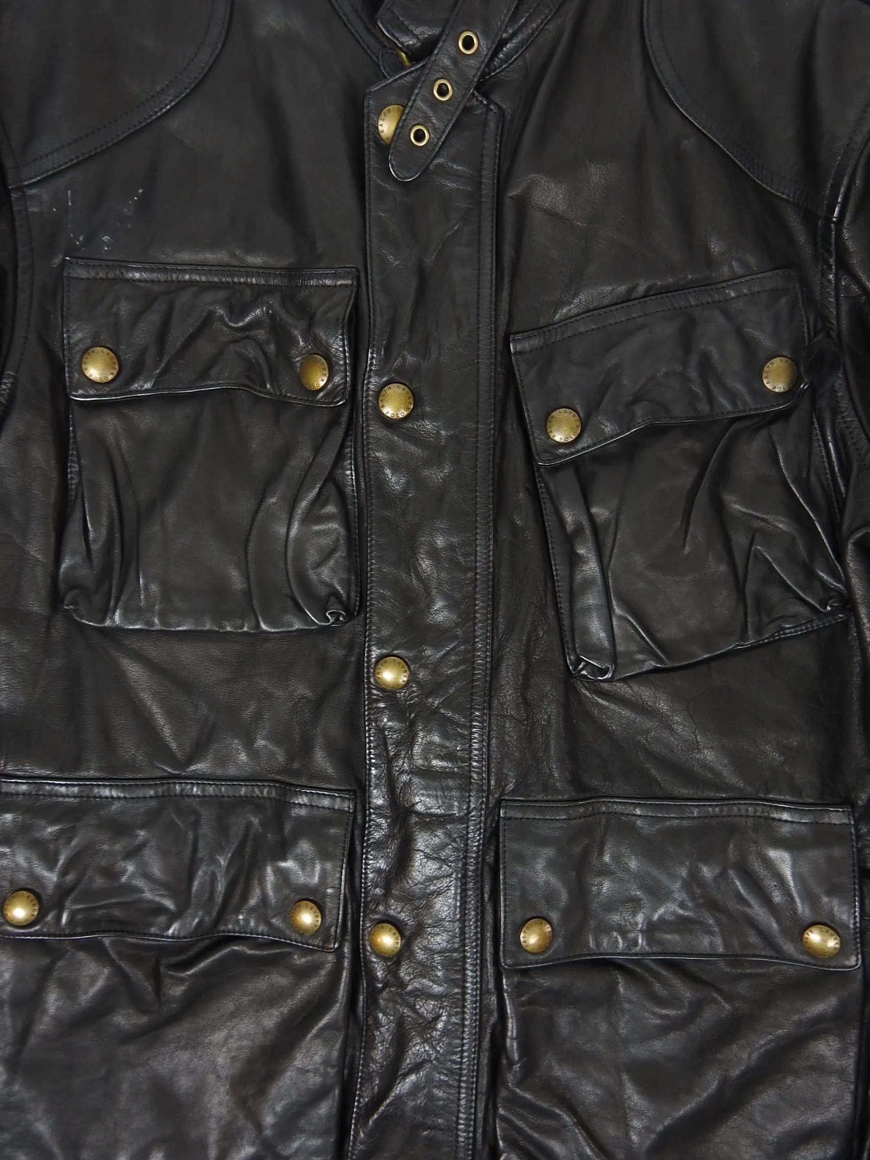 Polo Ralph Lauren Leather Moto Jacket Size Medium