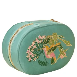 Powder Hummingbird Aqua Oval Jewellery Box