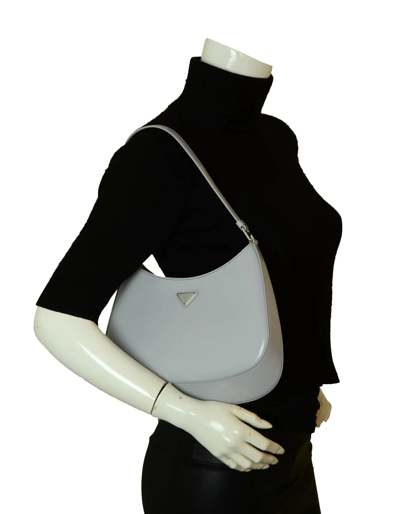 Prada 2021 Cornflower Blue Brushed Calfskin Cleo Shoulder Bag