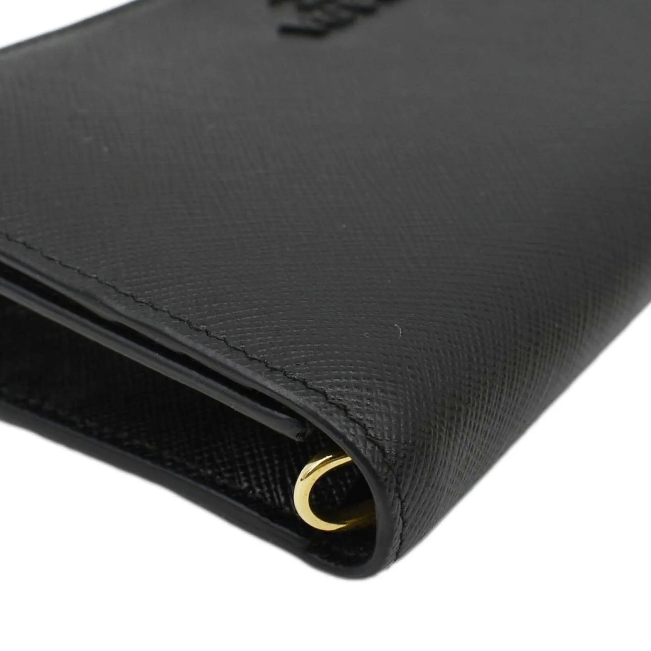 PRADA Saffiano Leather Crossbody Wallet Black