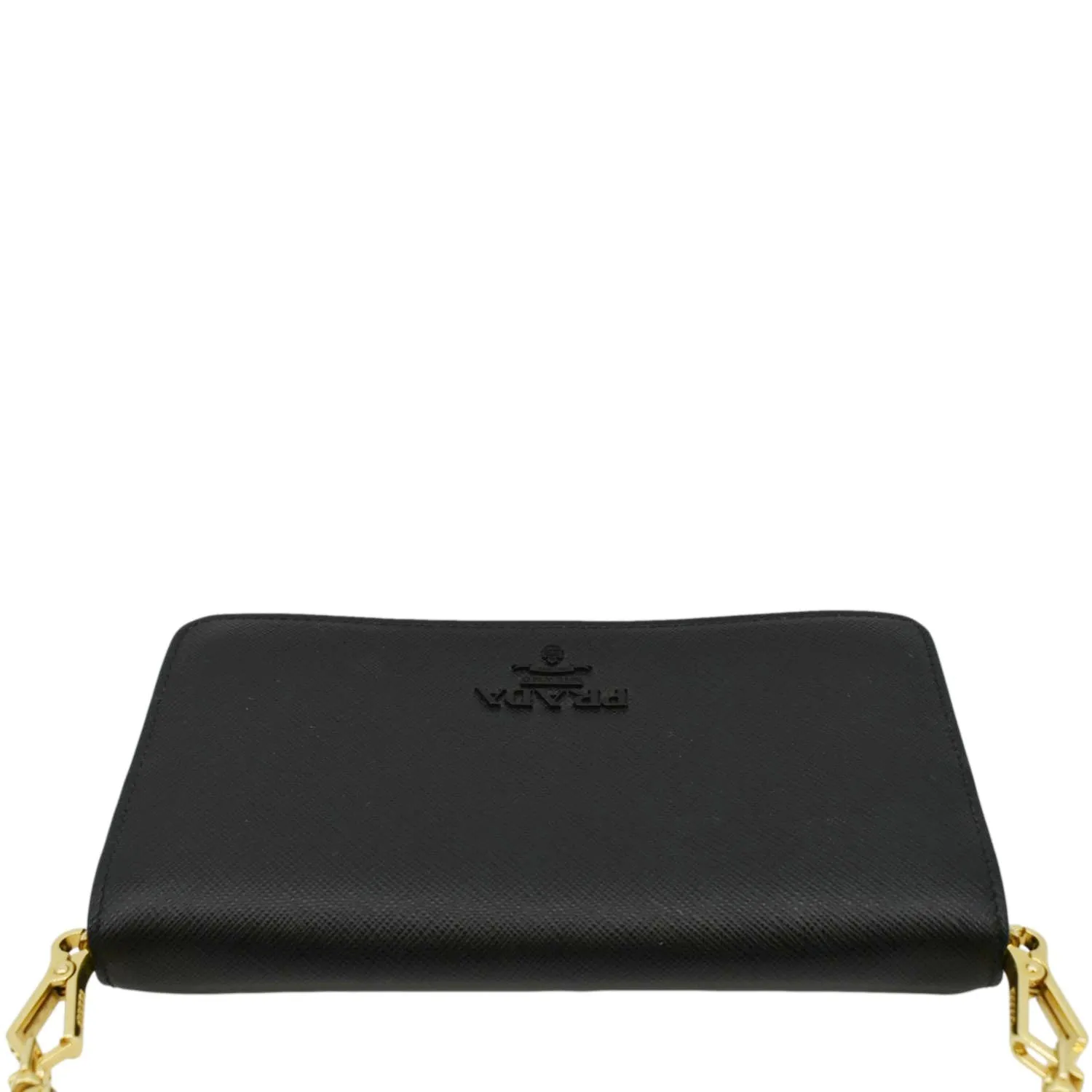 PRADA Saffiano Leather Crossbody Wallet Black