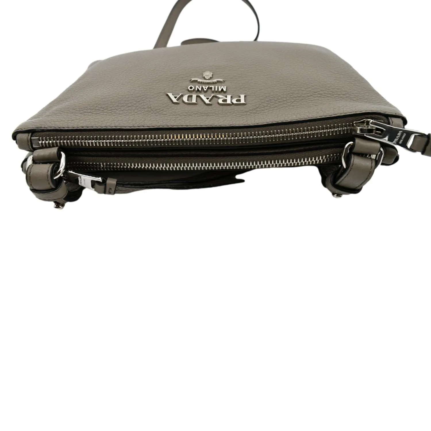 PRADA Vitello Phenix Leather Crossbody Bag Beige