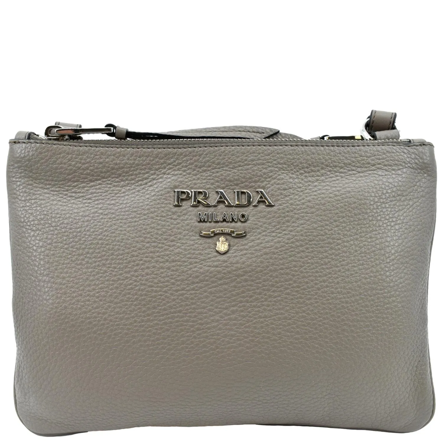 PRADA Vitello Phenix Leather Crossbody Bag Beige