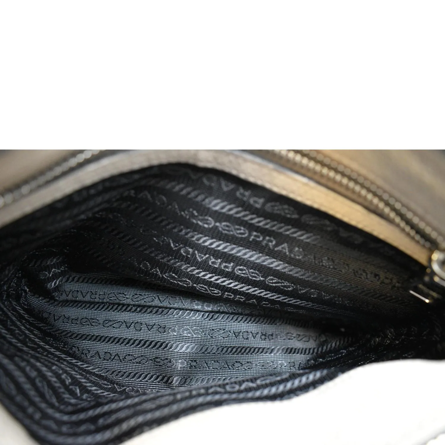 PRADA Vitello Phenix Leather Crossbody Bag Beige