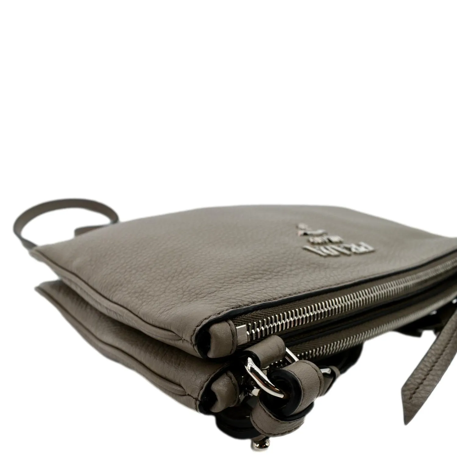 PRADA Vitello Phenix Leather Crossbody Bag Beige