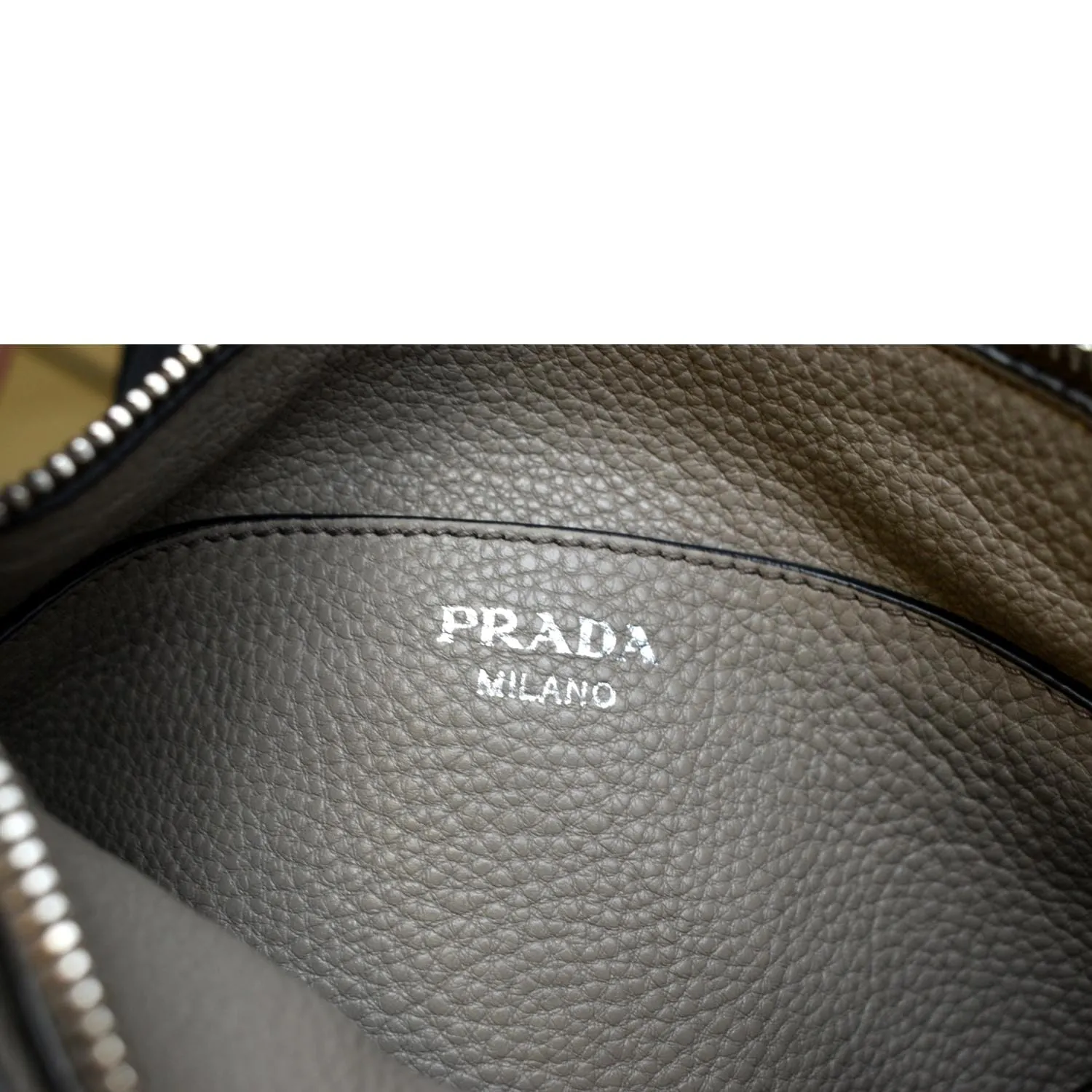 PRADA Vitello Phenix Leather Crossbody Bag Beige