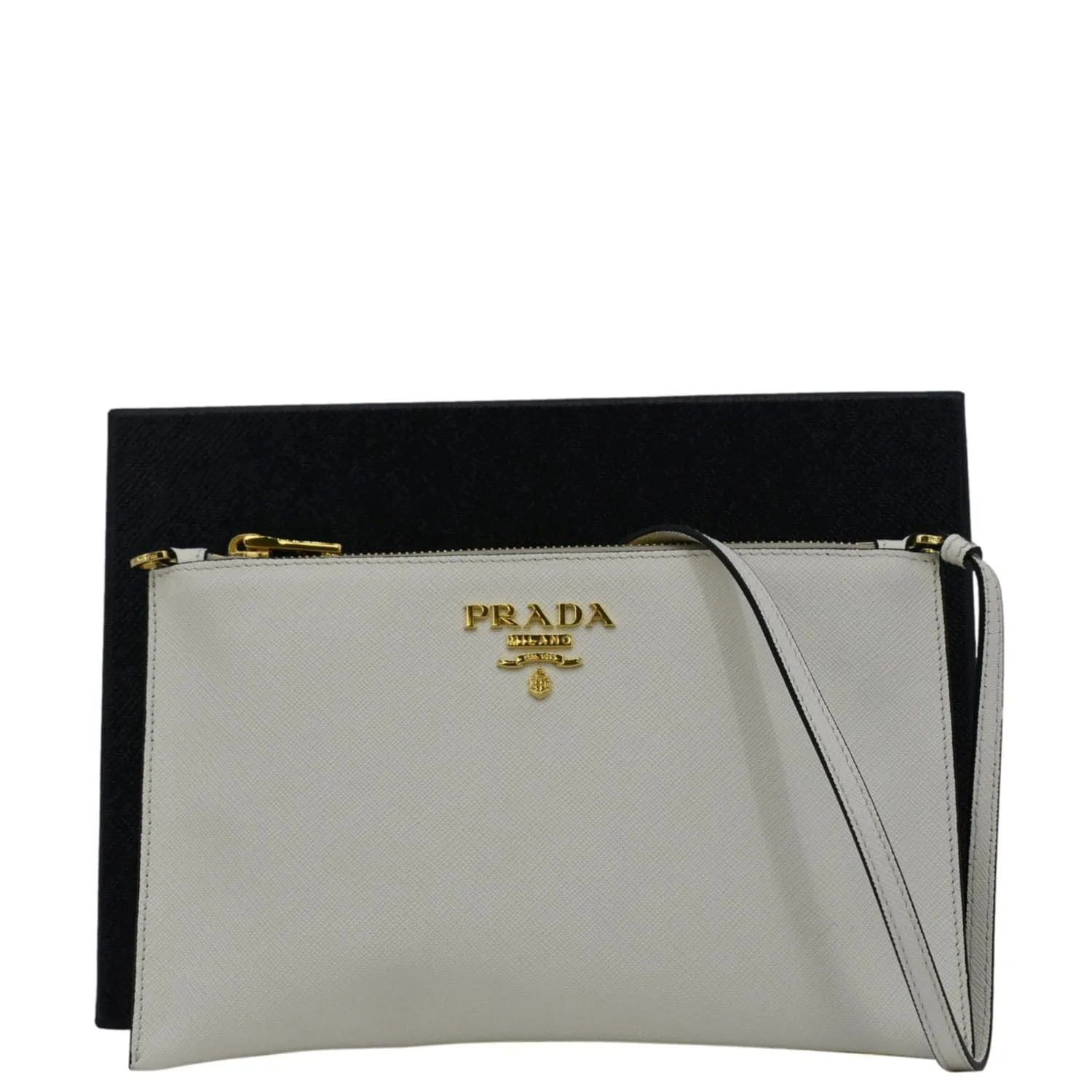 PRADA Vitello Phenix Mini Saffiano Leather Shoulder Bag White