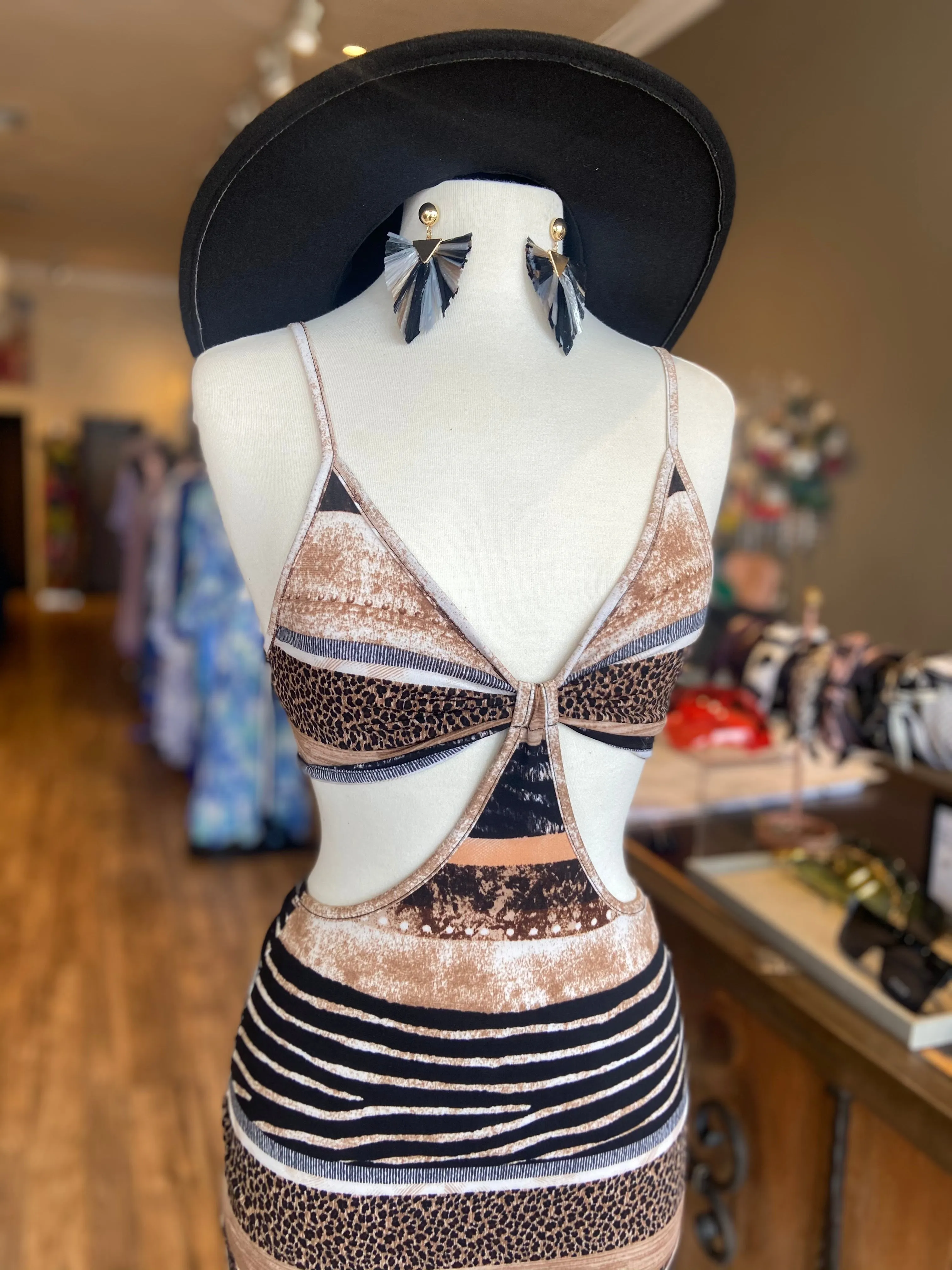 Printed Strap Shoulder Bikini Dress
