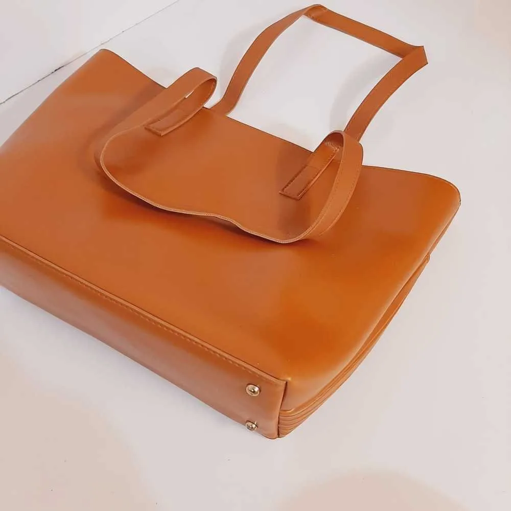 PU Leather Handbag - Brown - B02
