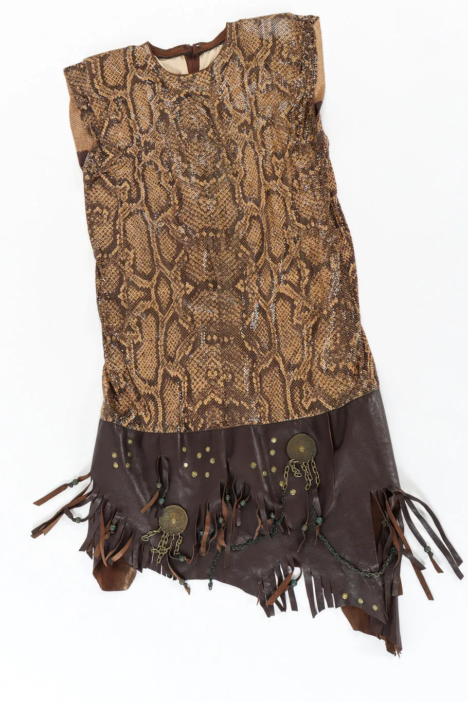 Python Print Metal Mesh Leather Dress