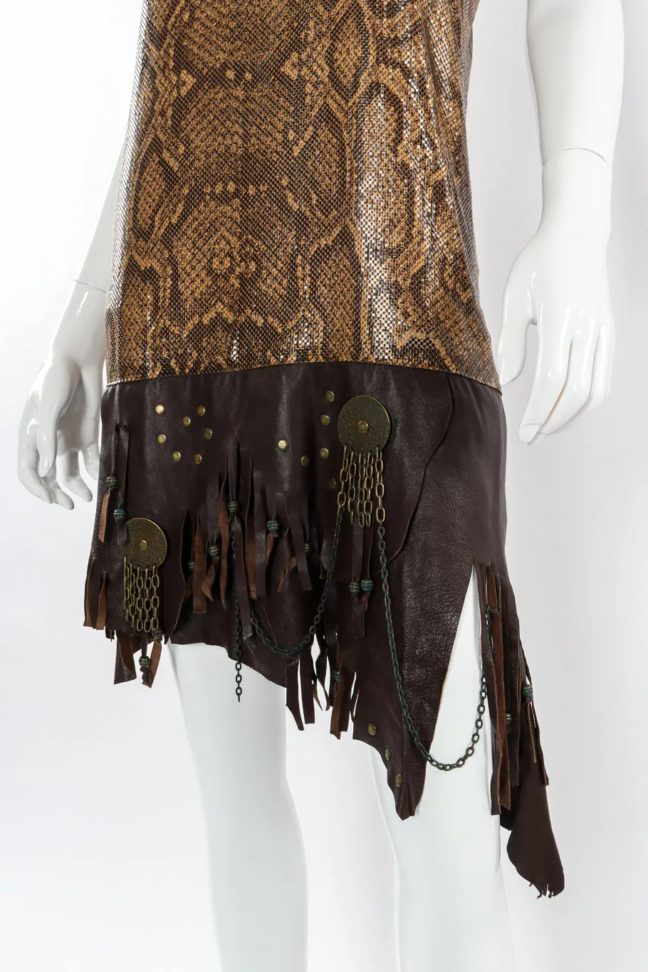 Python Print Metal Mesh Leather Dress