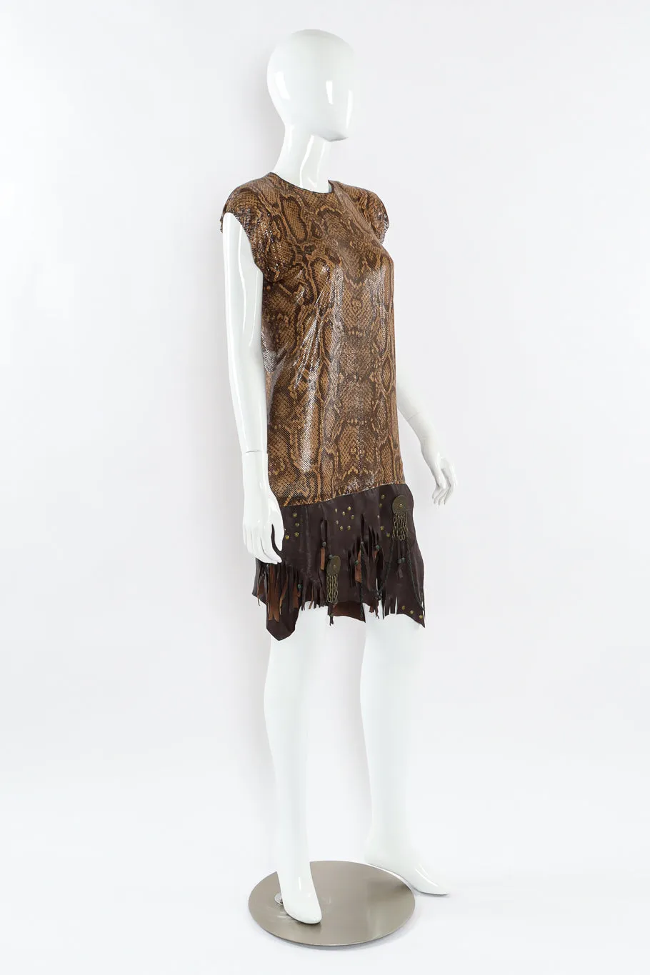 Python Print Metal Mesh Leather Dress
