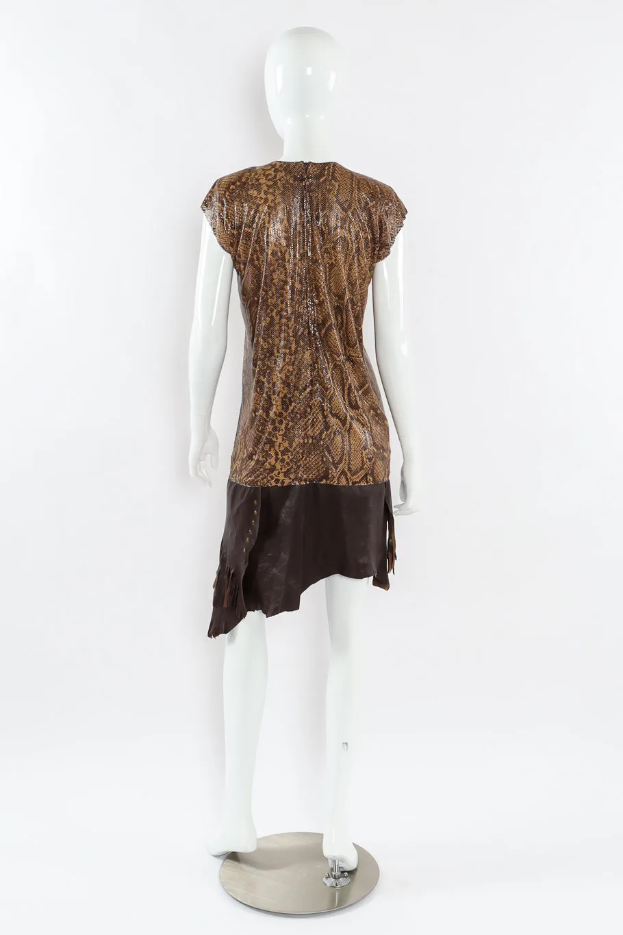 Python Print Metal Mesh Leather Dress