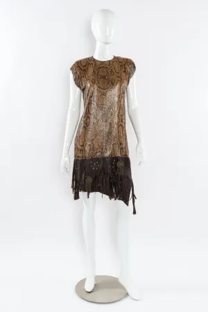 Python Print Metal Mesh Leather Dress