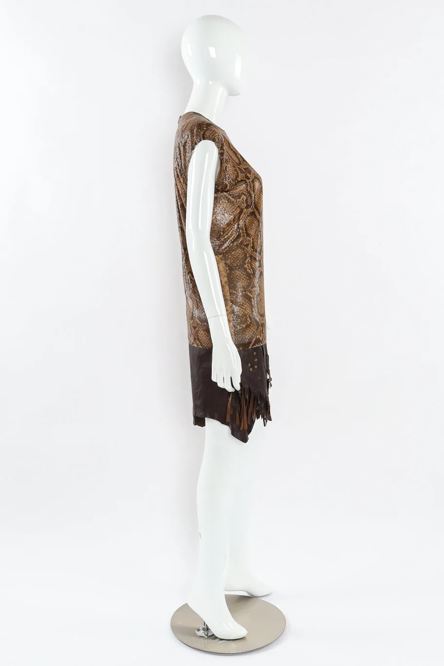 Python Print Metal Mesh Leather Dress