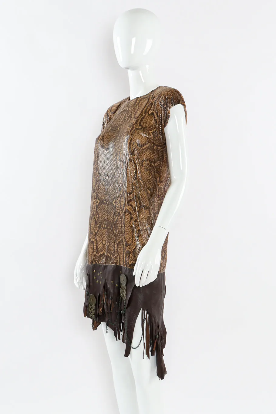 Python Print Metal Mesh Leather Dress