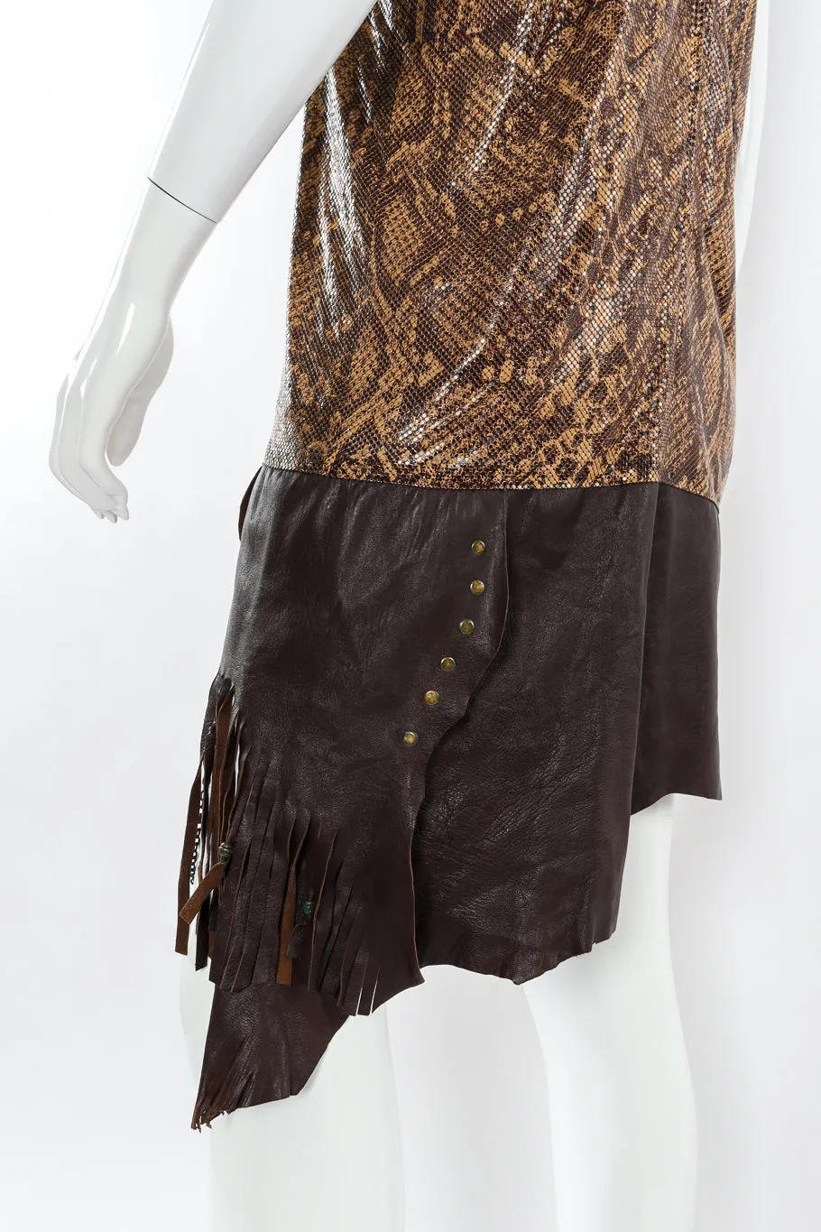 Python Print Metal Mesh Leather Dress