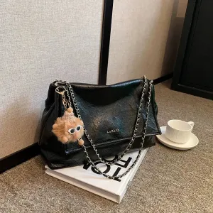 Quilted Chain Strap Leather Shoulder Bag
