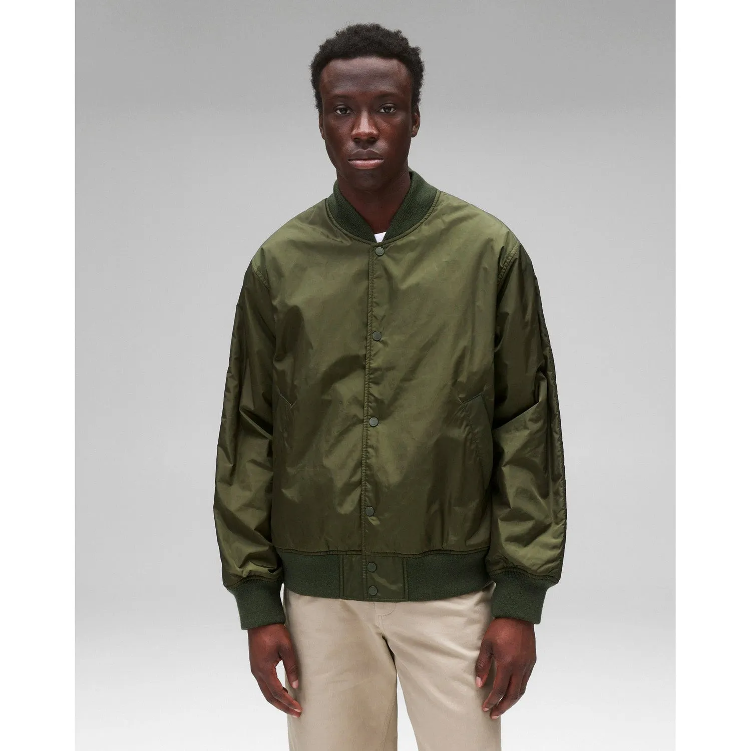 Reigning Champ Men Econyl Satin Nylon Stadium Jacket Fatigue RC-4288-FTG