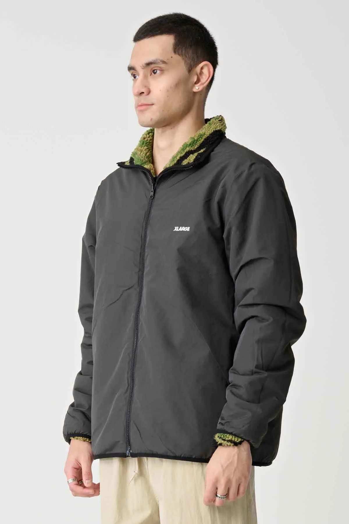 REVERSIBLE SHERPA JACKET - BLACK/CAMO