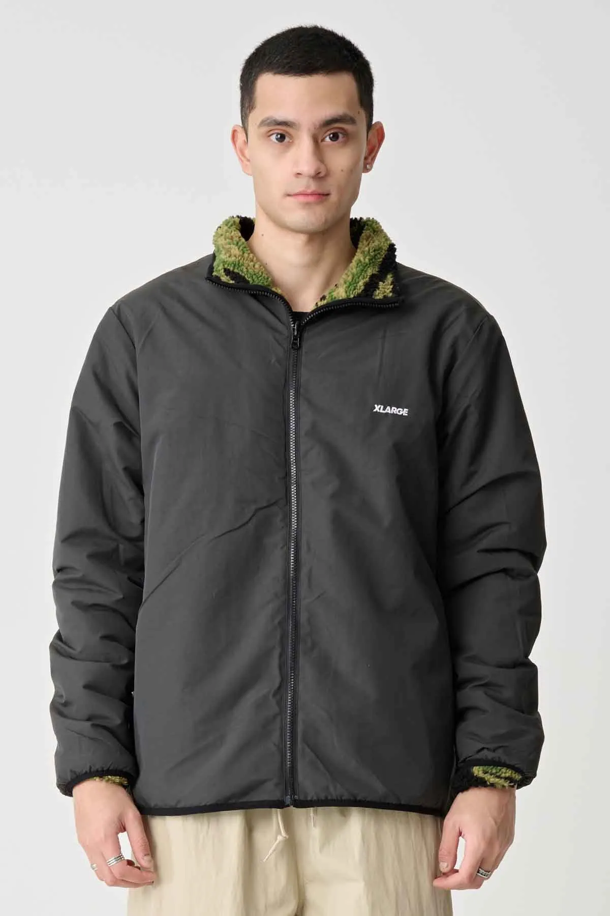 REVERSIBLE SHERPA JACKET - BLACK/CAMO