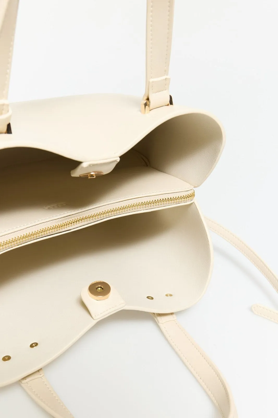 Rigid Office Bag - Beige