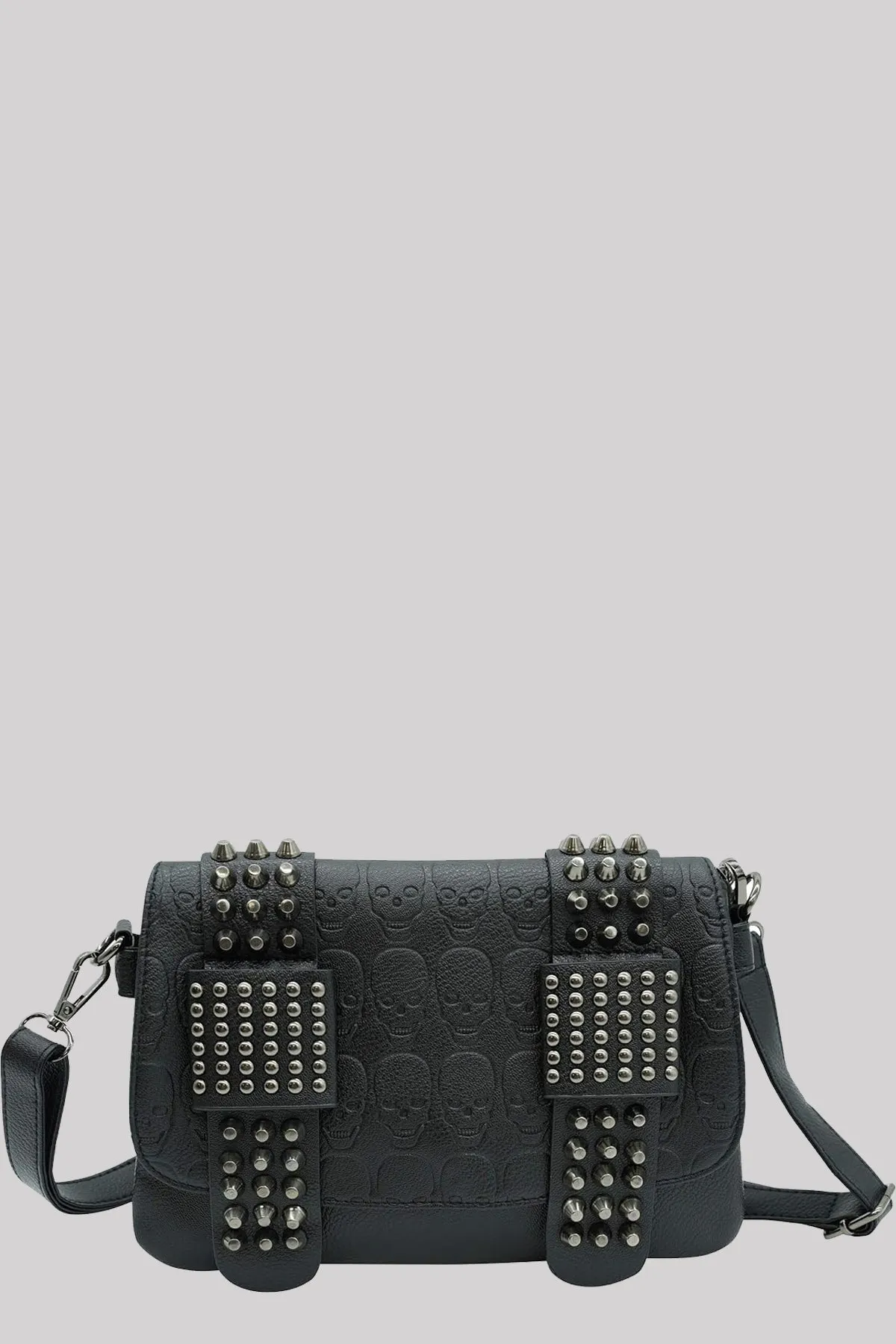 Ro Rox Studded Skull PU Crossbody Bag