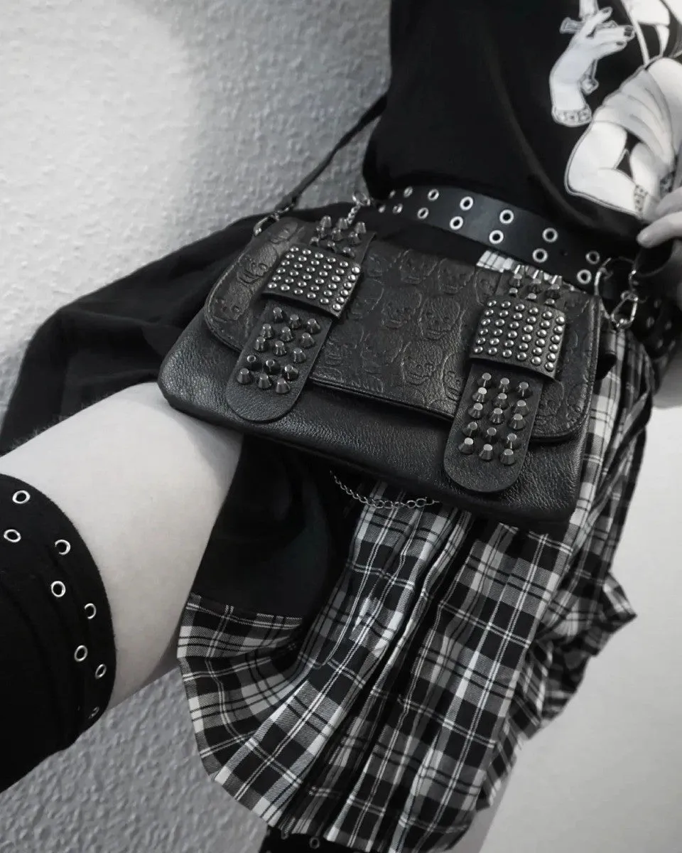 Ro Rox Studded Skull PU Crossbody Bag