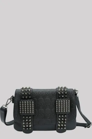 Ro Rox Studded Skull PU Crossbody Bag