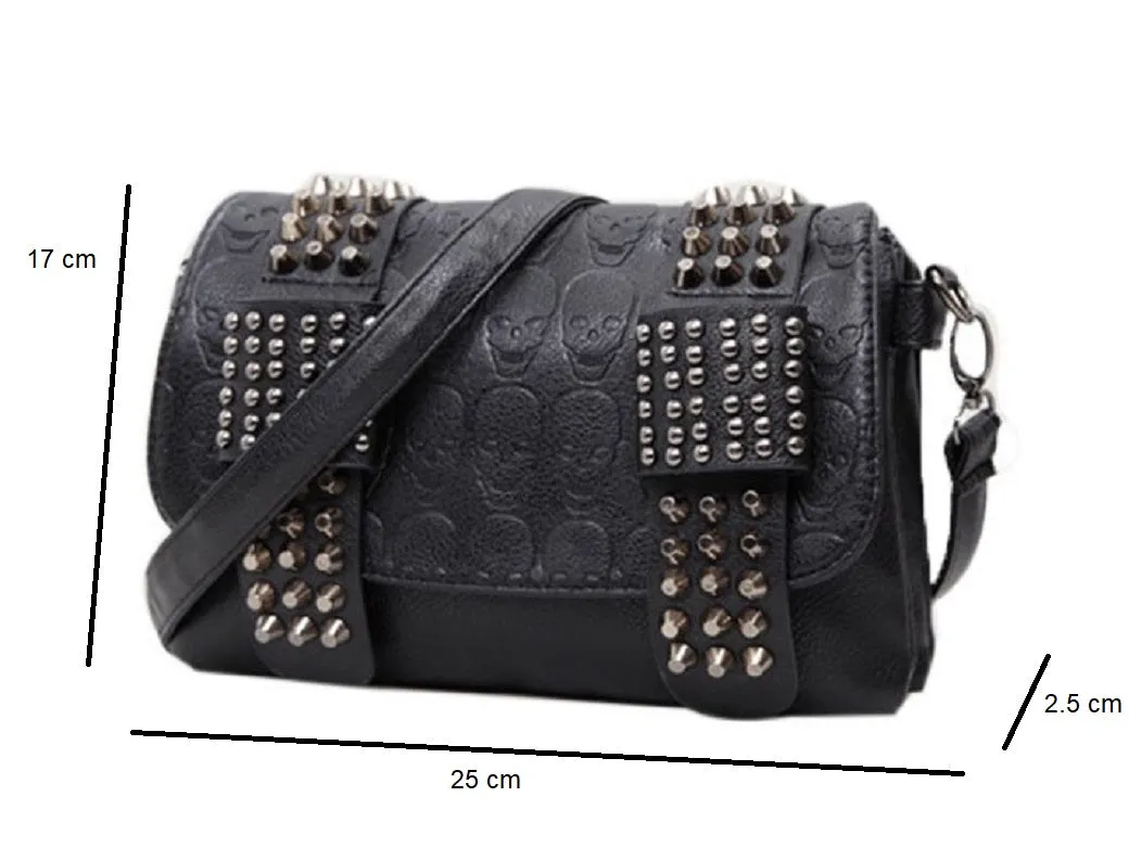 Ro Rox Studded Skull PU Crossbody Bag