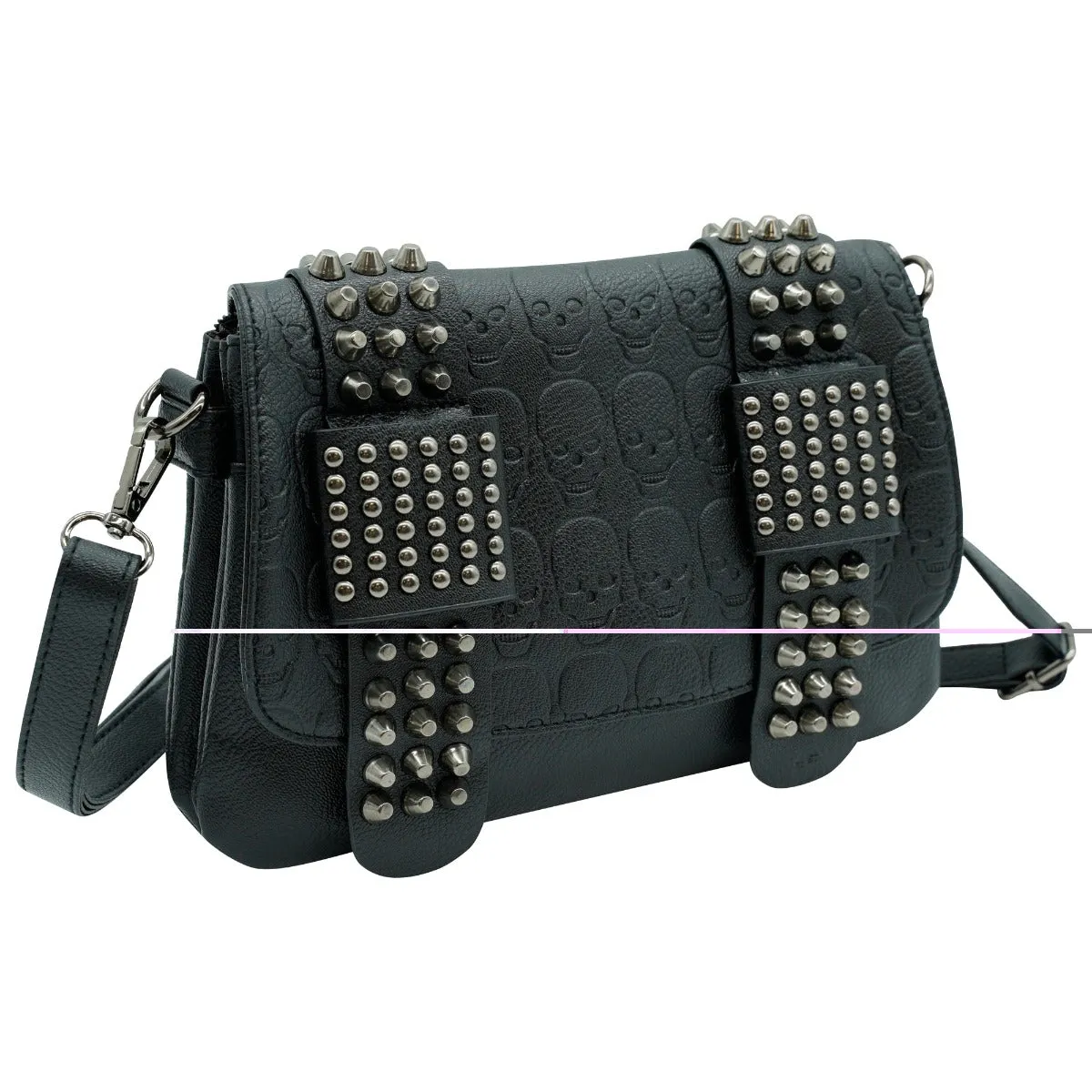 Ro Rox Studded Skull PU Crossbody Bag