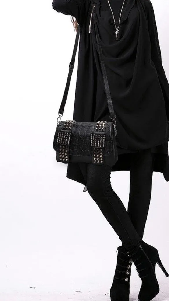 Ro Rox Studded Skull PU Crossbody Bag
