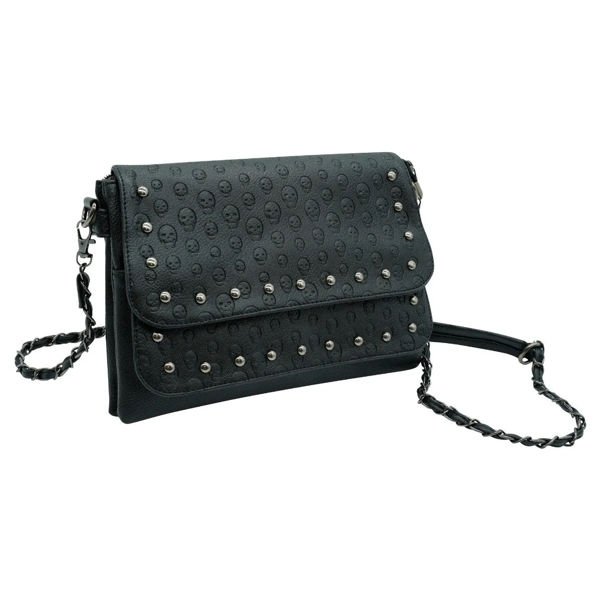 Ro Rox Studded Skull PU Crossbody Bag
