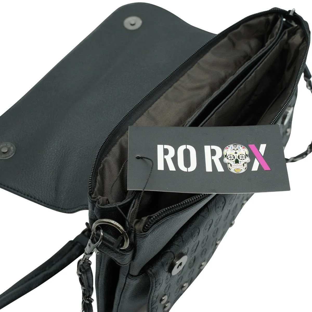 Ro Rox Studded Skull PU Crossbody Bag
