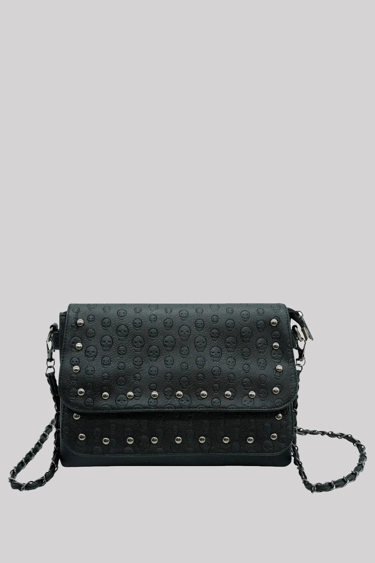 Ro Rox Studded Skull PU Crossbody Bag